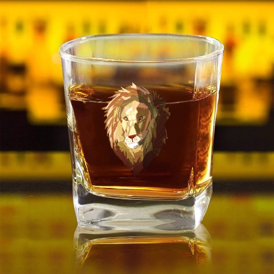 Lion: King of the Jungle graphic Art Square Whiskey Glasses