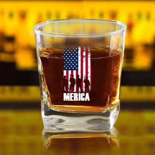 MERICA Independence Day USA 4th of July gift Square Whiskey Glasses