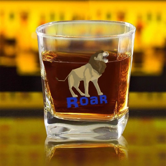 Lion Roar: King of the Jungle: Graphic Art Square Whiskey Glasses