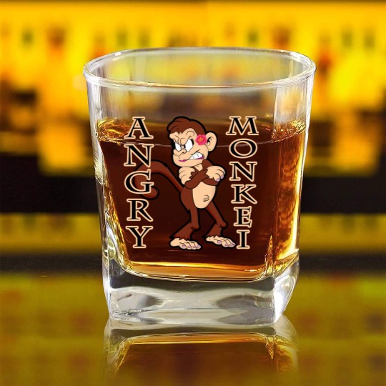 Angry Monkei Square Whiskey Glasses
