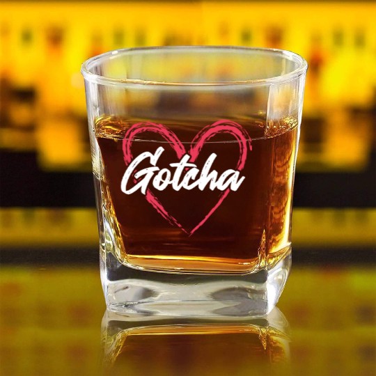 Gotcha Heart Adoption Square Whiskey Glasses