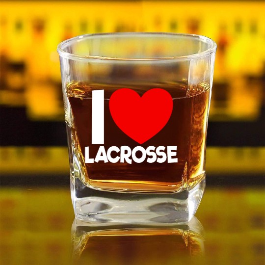 I Love Lacrosse Red Heart Lacrosse Lover Lacrosse Square Whiskey Glasses