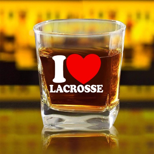 I Love Lacrosse Red Heart Lacrosse Lover Lacrosse Square Whiskey Glasses