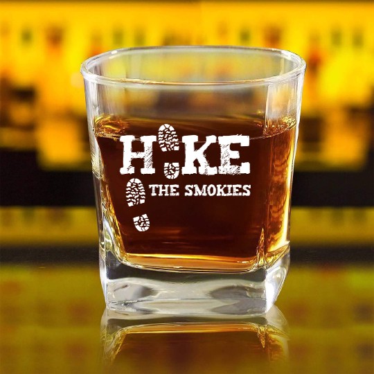 Hike The Smokies Great Smoky Mountains Gatlinburg Square Whiskey Glasses
