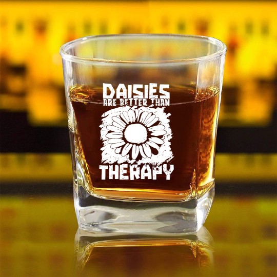 Daisy Garden Gardening Gardener Square Whiskey Glasses