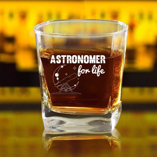 Telescope Lover Stars Galaxy Astronomer Square Whiskey Glasses