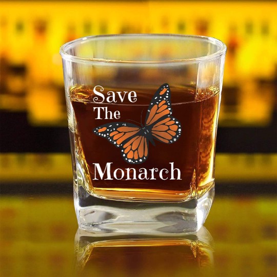 Butterfly Save The Monarch Butterflies Pollinators Square Whiskey Glasses