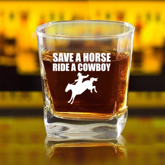 Horse Cowboy Square Whiskey Glasses