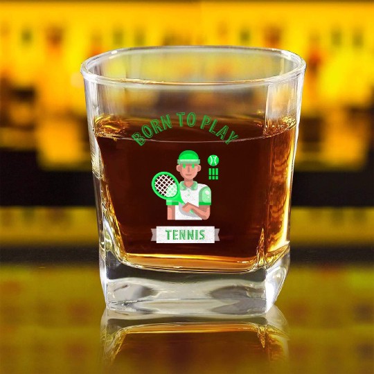Born To Play Tennis Square Whiskey Glasses