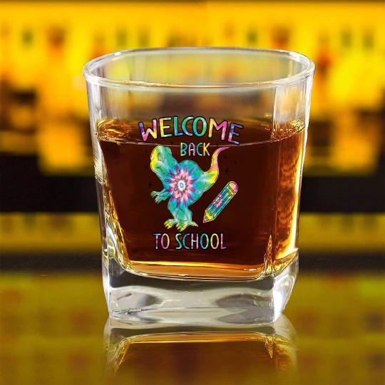 Welcome Back To School Square Whiskey Glasses