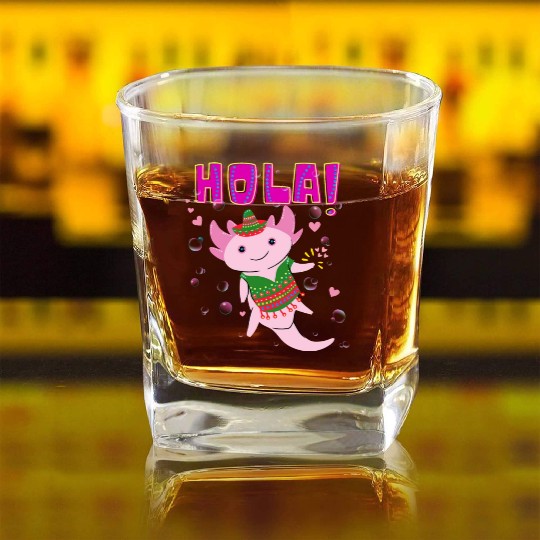 Hola Cute Axolotl - 6 Square Whiskey Glasses