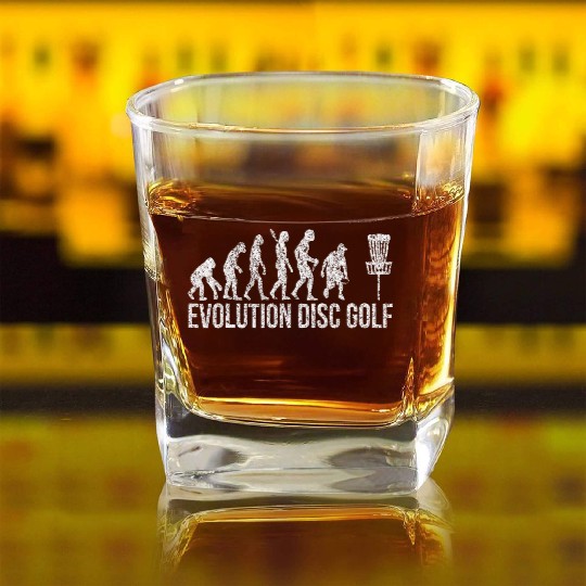 Evolution Disc Golf Distressed Square Whiskey Glasses