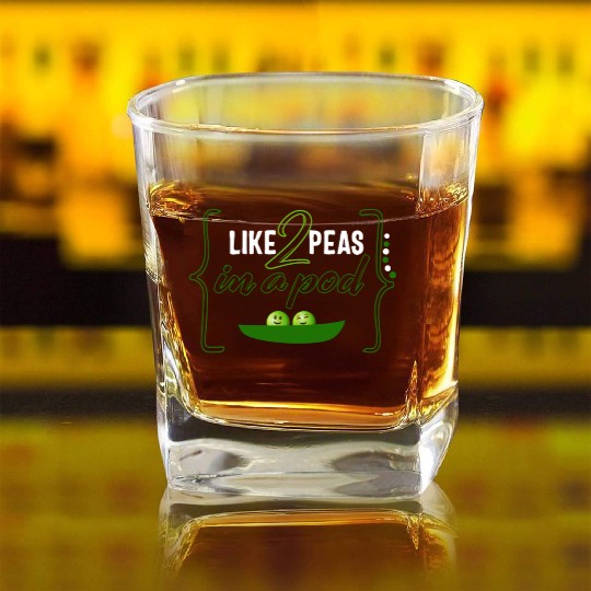 Peas Vegetable Square Whiskey Glasses, Like 2 Peas In Pod,