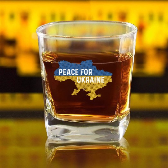 Peace for Ukraine Peacemaker Gift Square Whiskey Glasses