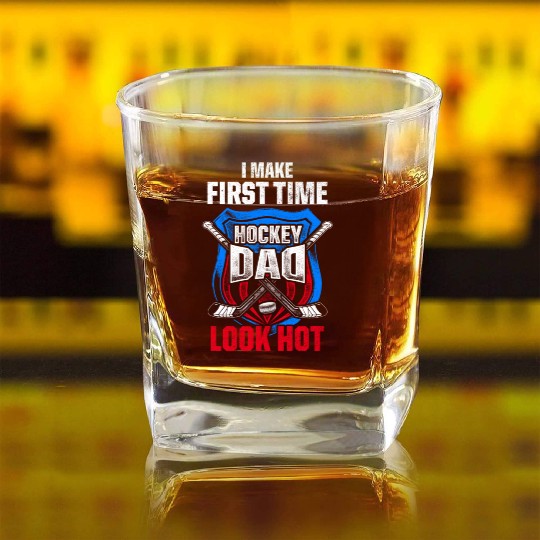 Mens New First Time Dad to Be Beat Hockey Daddy Square Whiskey Glasses