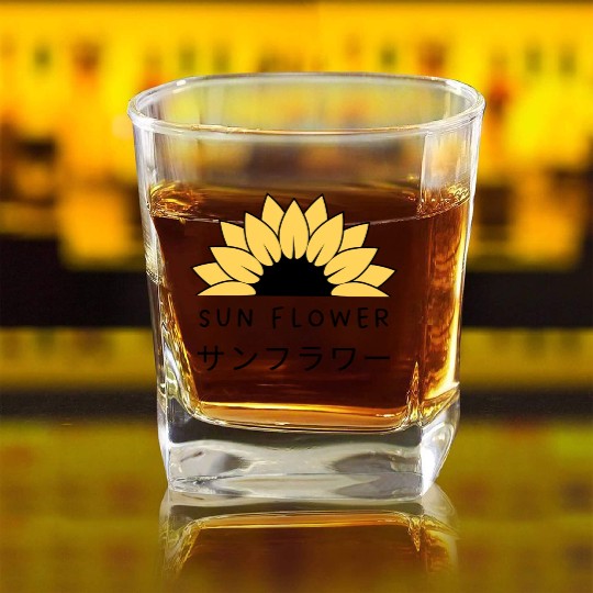 Sun Flower Square Whiskey Glasses