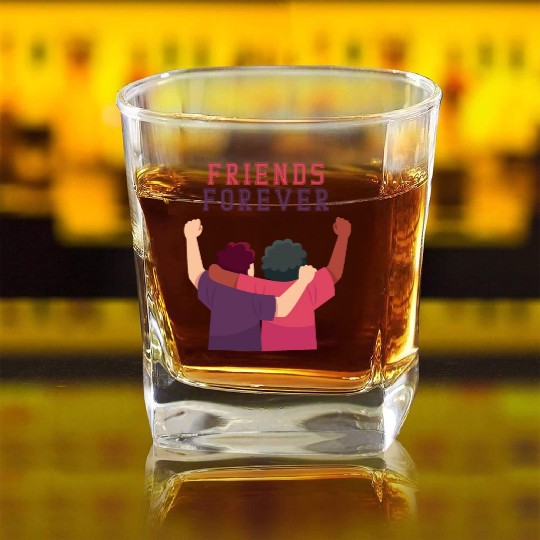 Cool Friends forever Square Whiskey Glasses for friendship day to you