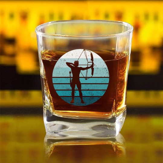 Archery Bow Archer Retro Vintage Square Whiskey Glasses