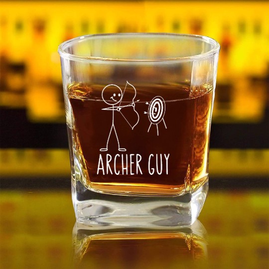 Archery Bow Archer Vintage Archer Square Whiskey Glasses