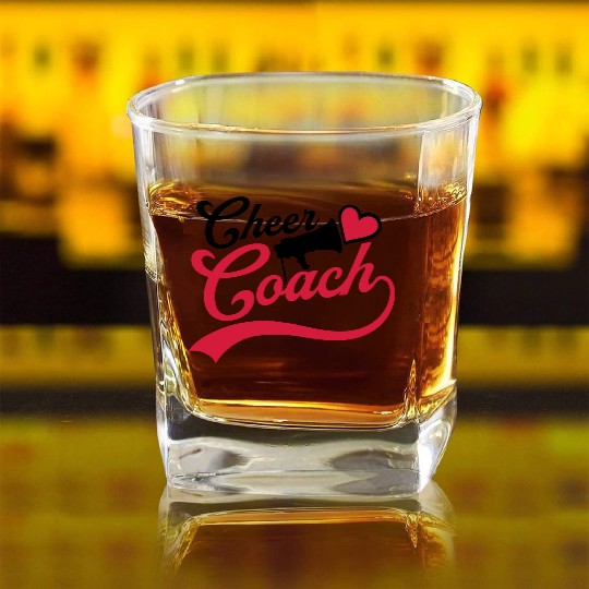 heart cheer coach megaphone Square Whiskey Glasses