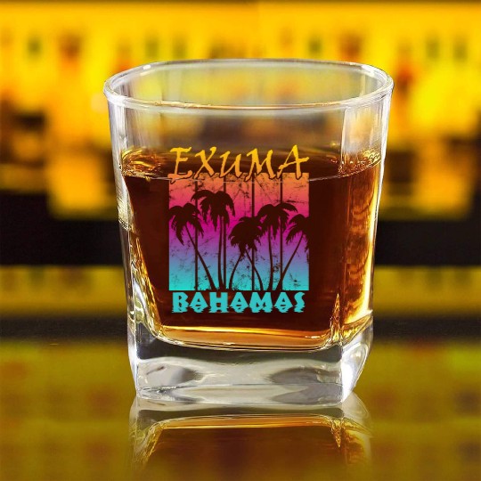 Exuma Bahamas Square Whiskey Glasses