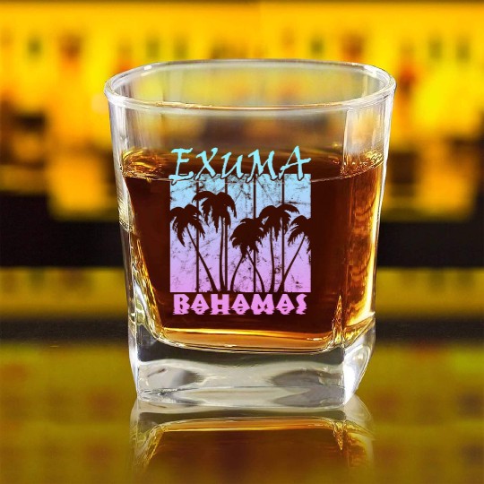Exuma Bahamas Square Whiskey Glasses