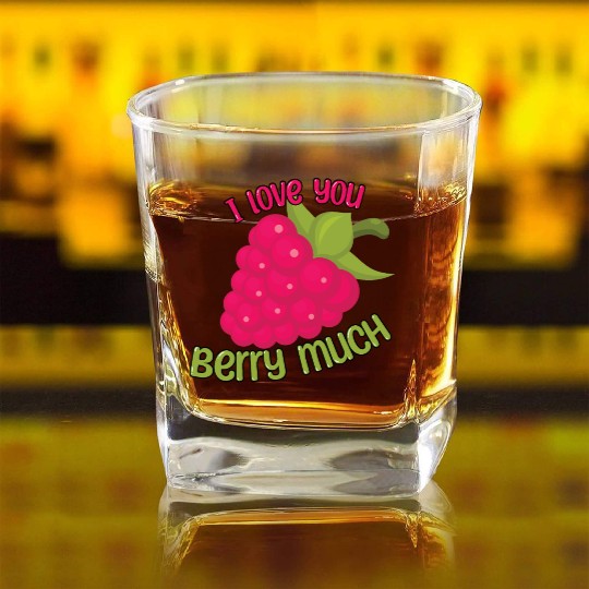 I Love You BERRY Much Square Whiskey Glasses