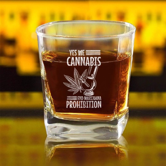 Hemp Weed Hashish Square Whiskey Glasses