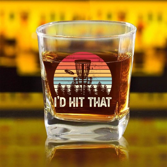 Funny Disc Golf I'd Hit that Sunset Gift Square Whiskey Glasses