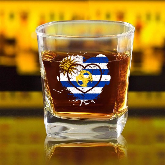 I Love Uruguay, I Love Football Square Whiskey Glasses