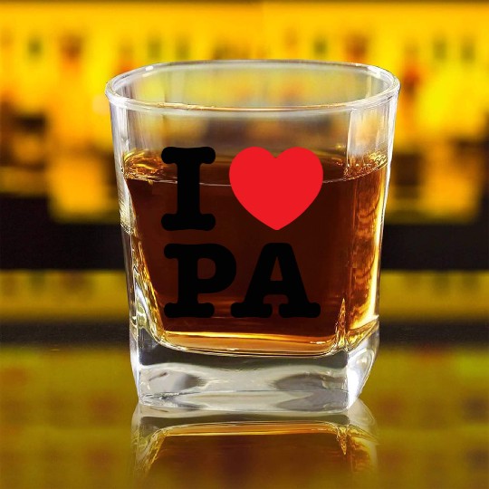 I LOVE PA, I Love Pennsylvania Square Whiskey Glasses