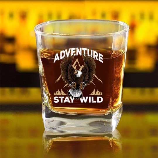 Adventure Lover Bald Eagle Natural Park Camping Square Whiskey Glasses
