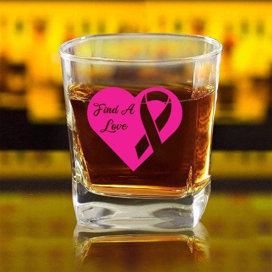 Breast Cancer Square Whiskey Glasses