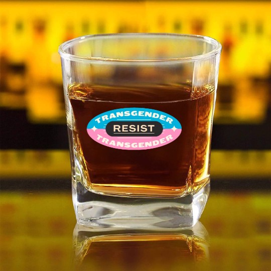trans pride resist Square Whiskey Glasses