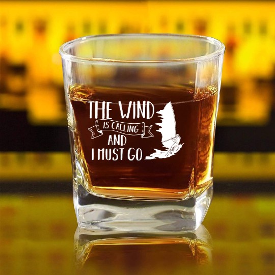 Windsurfing Board Sail Paddle Windsurfer Square Whiskey Glasses