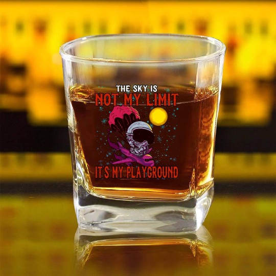 The Sky Is My Playground Skydive Funny Cute Square Whiskey Glasses