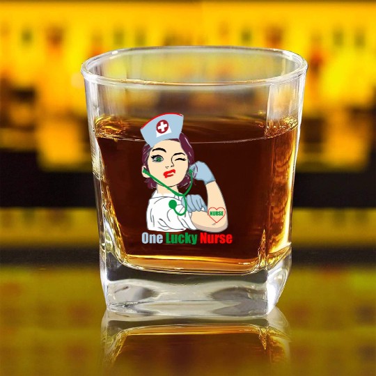 One Lucky Nurse Square Whiskey Glasses