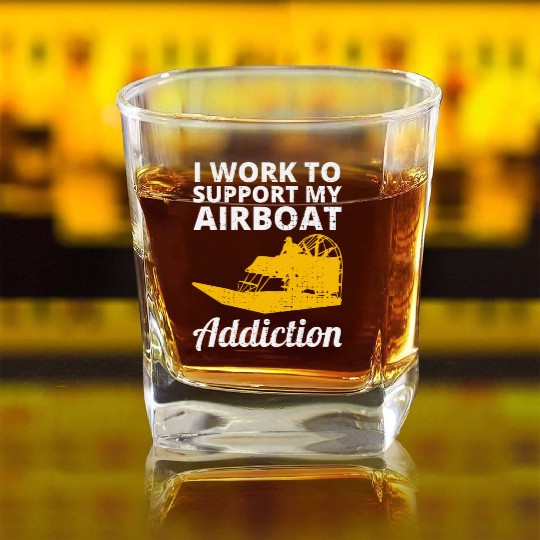 Airboat Fanboat Airboating Planeboat Swamp boat Square Whiskey Glasses