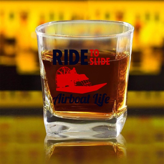 Airboat Fanboat Airboating Swamp boat Race Ride Square Whiskey Glasses