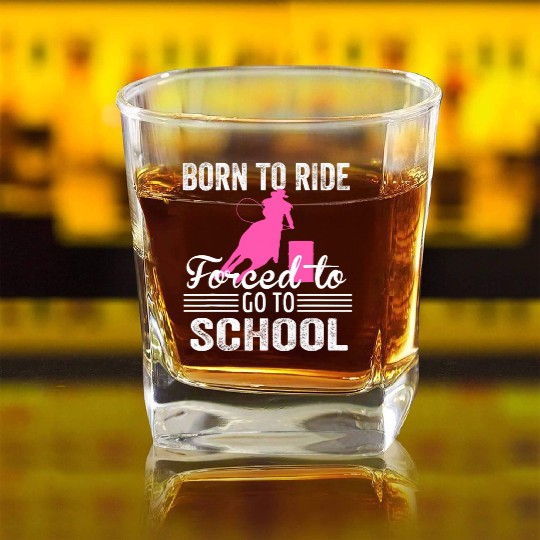 Born Ride Horse Forced To Go To School Funny Square Whiskey Glasses
