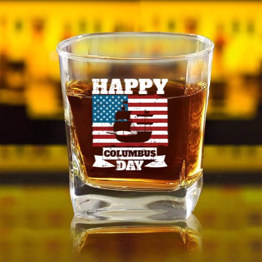 Columbus Day Italian Pride Square Whiskey Glasses