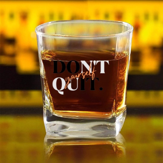 Black Orange Simple Typography Square Whiskey Glasses