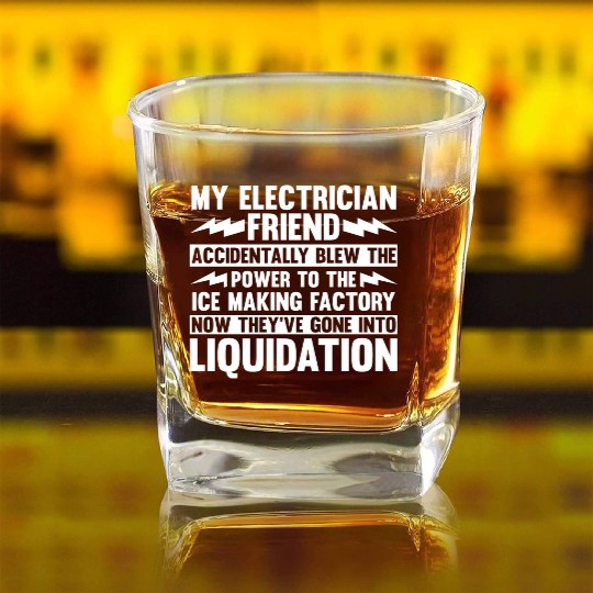 Electrician Electrical Engineer Lineman Square Whiskey Glasses