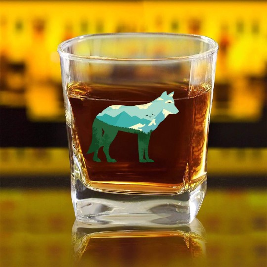 Mountain Wolf Square Whiskey Glasses