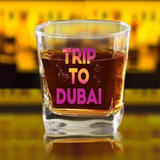 Trip To Dubai Square Whiskey Glasses