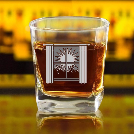 sunrise mountains view window Square Whiskey Glasses
