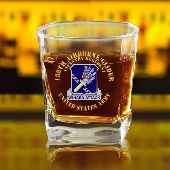 Army 188th Airborne Glider Infantry Regiment DUI X Square Whiskey Glasses