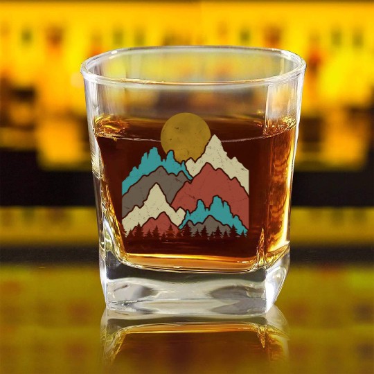 Mountains Landscape Outdoor Mountaineering Square Whiskey Glasses