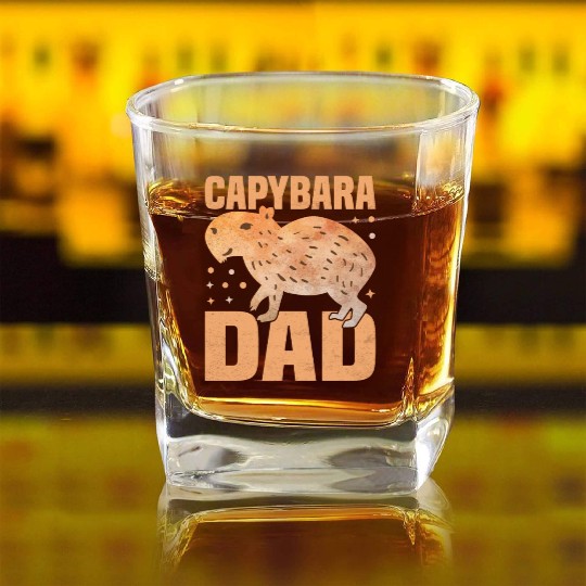 Capybara Dad - Funny Cavies Rodent Capybara Lover Square Whiskey Glasses