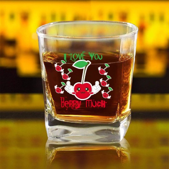 i love you berry much Square Whiskey Glasses
